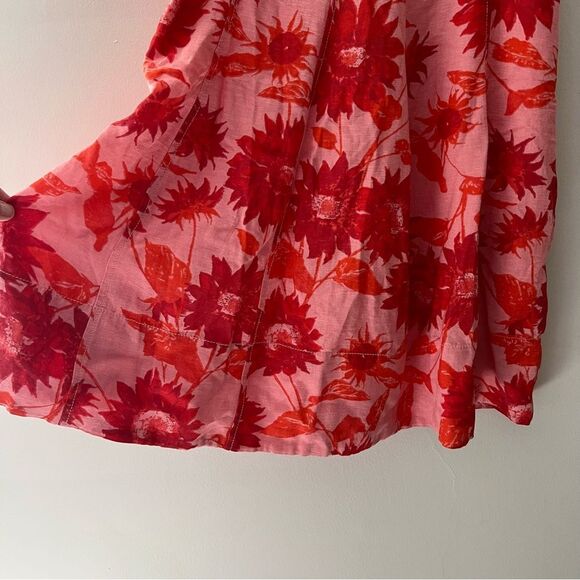 Free People Dress Altura Babydoll Minidress Floral Pink Red Size Large - Picture 5 of 16